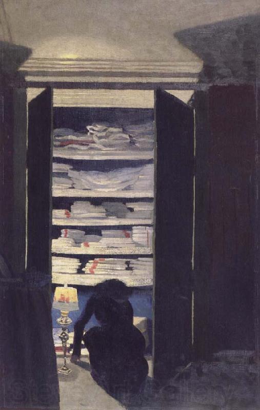 Felix Vallotton Woman Searching through a cupboard Norge oil painting art